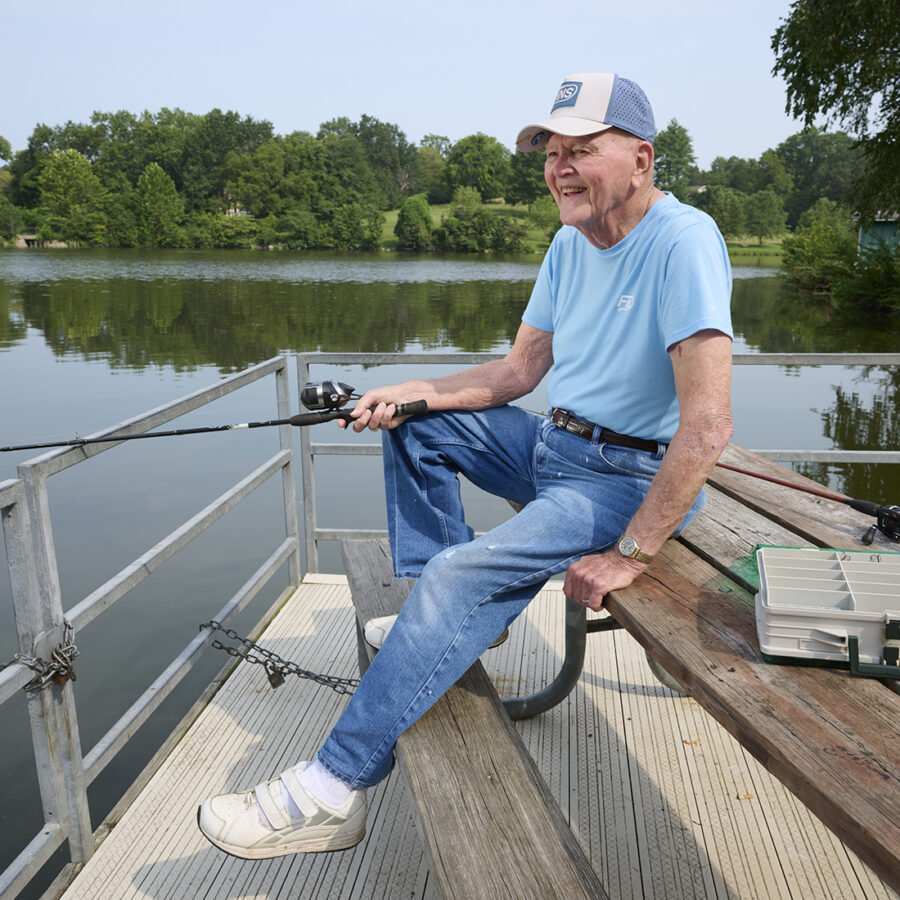 Bethesda Terrace resident, Bob, fishing.