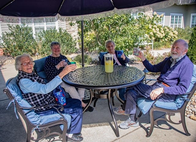 Hanging umbrella at Hawthorne Place