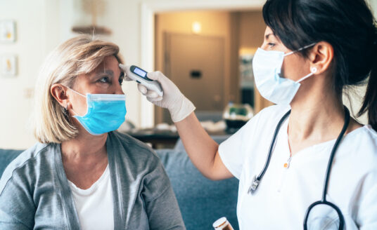 a senior staying healthy during flu season and during the COVID-19 pandemic