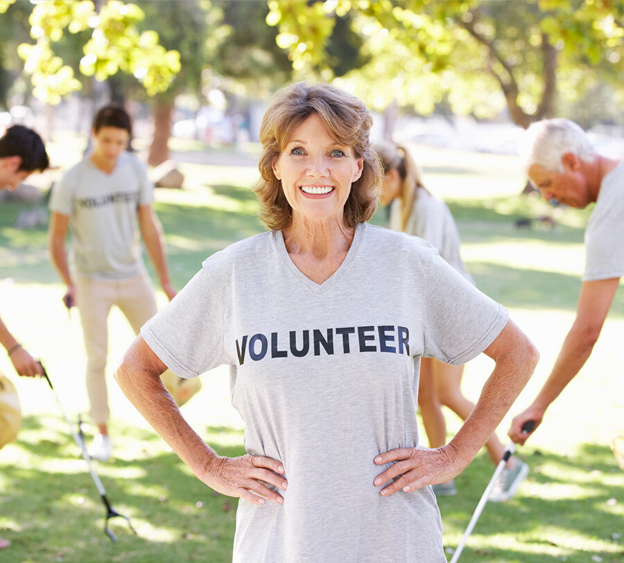 A middle aged female volunteer at Bethesda